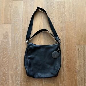 Mandarina Duck gently worn black leather bag with double strap